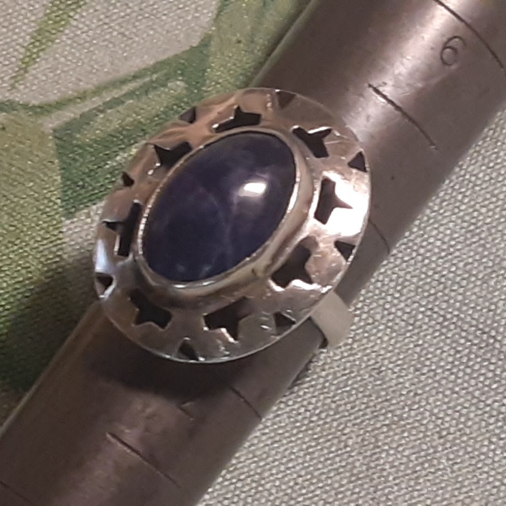 1950's STERLING & LAPIS RING Handmade TAXCO Mexico Eagle "2